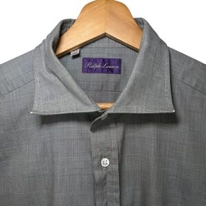 Ralph Lauren Purple Label Italy Gray Glen Plaid Shirt 16.5